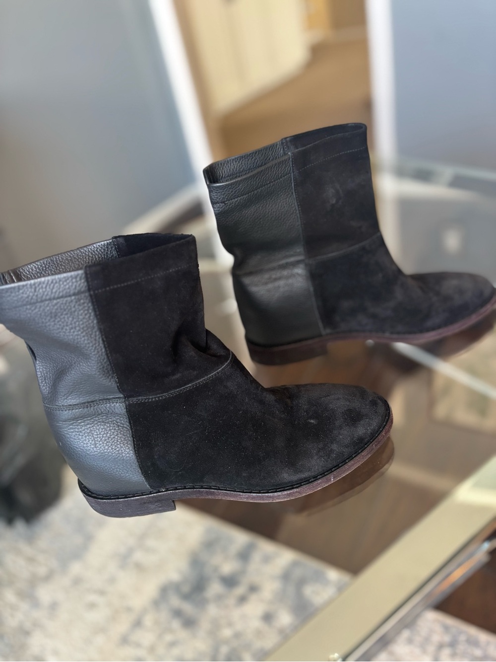 Vince Black Women's Leather & Suede Ankle Boots 5.5